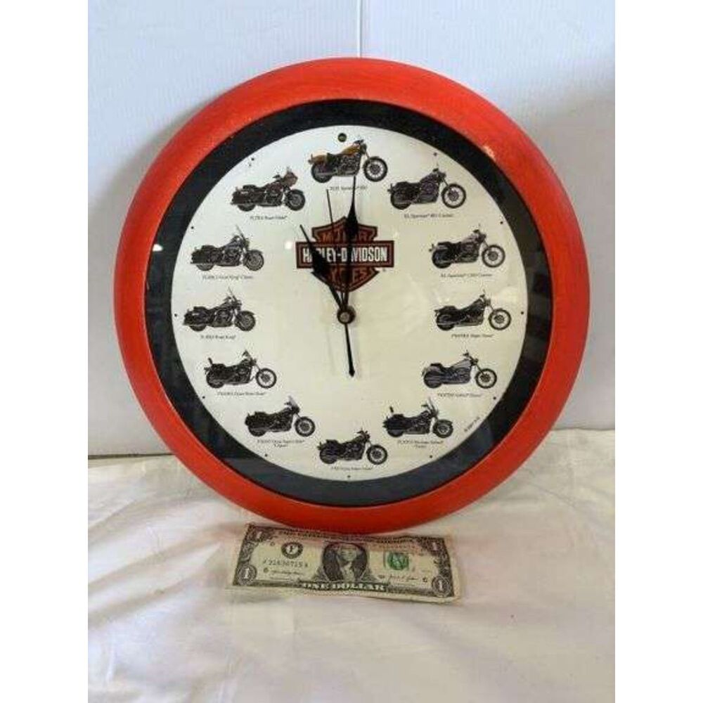 Harley Davidson motorcycle dial wall clock with red rim